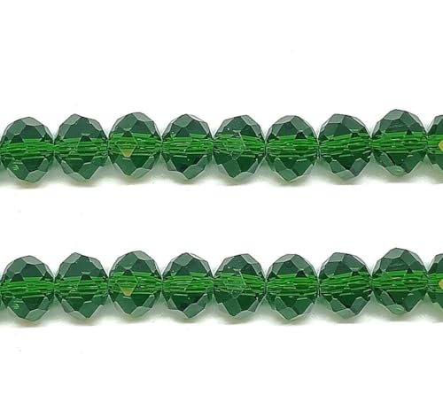 Kristallglasperlen für Schmuckherstellung, 8 mm, facettiert, flach, rund, rund, Dunkelgrün von taffbeads