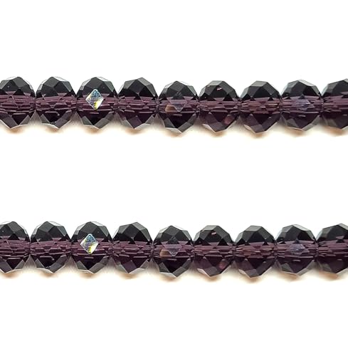 Kristallglasperlen für Schmuckherstellung, 8 mm, facettiert, flach, rund, rund, Dunkelviolett von taffbeads