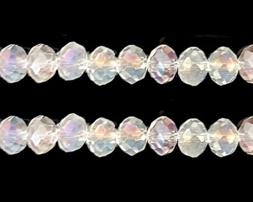Kristallglasperlen für Schmuckherstellung, 8 mm, facettierter Schnitt, flach, rund, AB-transparent von taffbeads