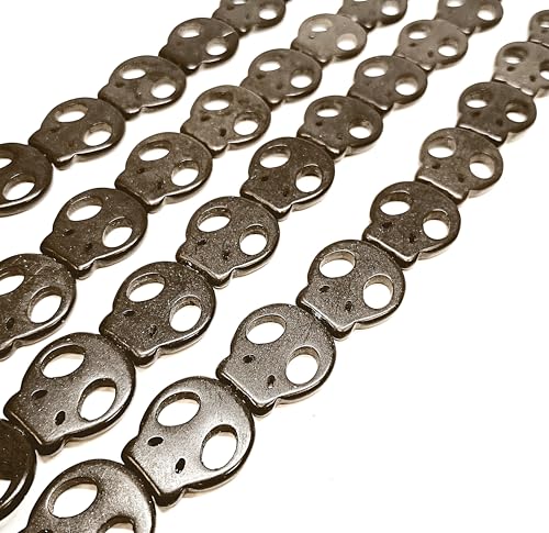 Taffbeads Totenkopf-Perlen, 22 x 20 mm, synthetischer schwarzer Stein, 19 Stück, für DIY-Schmuckherstellung von taffbeads