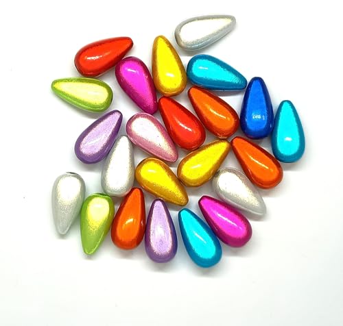 taffbeads 10 Stück riesige 22 mm tropfenförmige mehrfarbige 3D-Illusionswunder-Acrylperlen für DIY-Handwerk, Schmuckherstellung von taffbeads