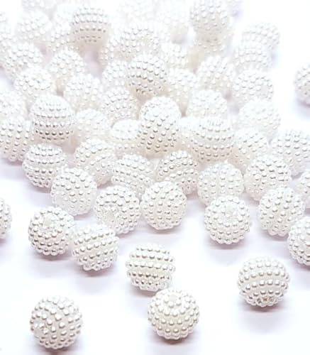 taffbeads 100 Stück 10 mm runde Acrylbeerenperlen für DIY Handwerk und Schmuckherstellung (cremeweiß) von taffbeads