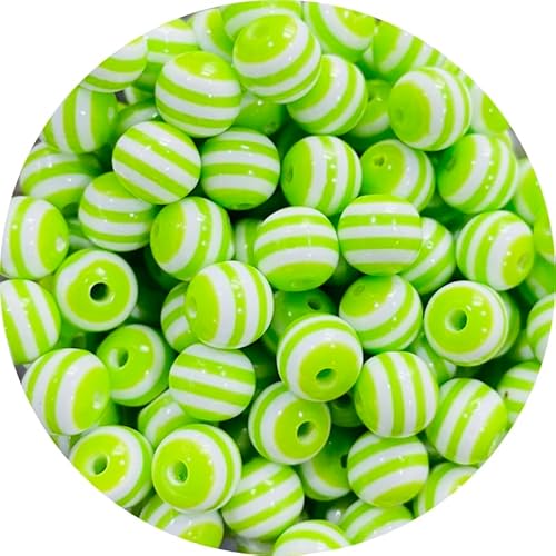 taffbeads 100 Stück 8 mm einfarbige runde gestreifte Harzperlen für DIY Handwerk und Schmuckherstellung (grün) von taffbeads