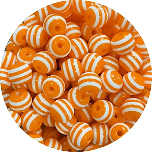 taffbeads 100 Stück 8 mm einfarbige runde gestreifte Harzperlen für DIY Handwerk und Schmuckherstellung (orange) von taffbeads