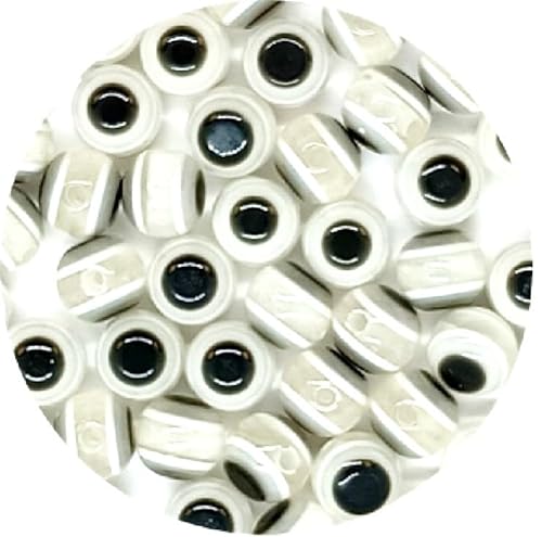 taffbeads 100 Stück 8 mm runde Evil Eye Harzperlen für DIY Handwerk und Schmuckherstellung (weiß) von taffbeads