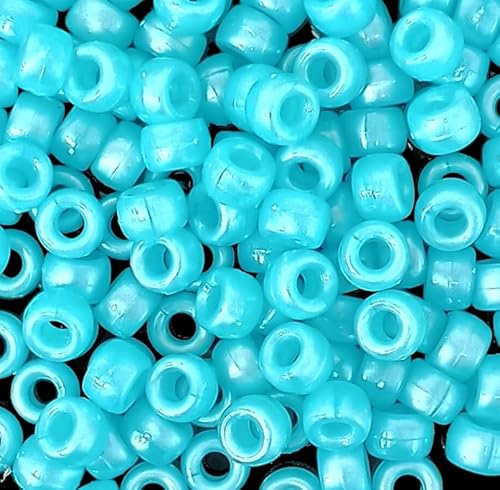 taffbeads 100 Stück 9 x 6 mm glänzende Perlglanz-Arylperlen für Schmuckherstellung und DIY Handwerk (Babyblau) von taffbeads