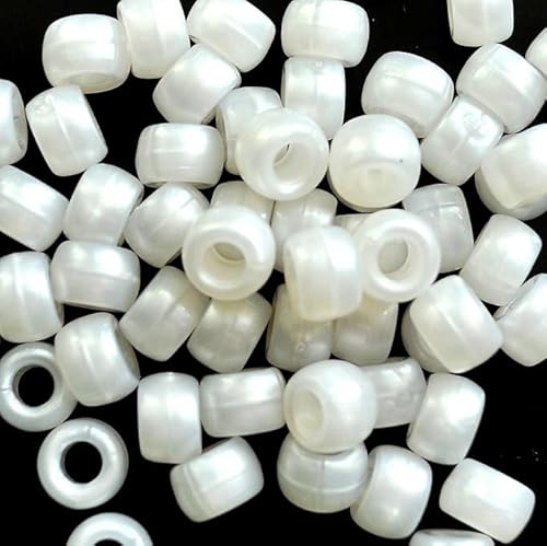 taffbeads 100 Stück 9 x 6 mm glänzende Perlglanz-Arylperlen für Schmuckherstellung und DIY Handwerk (Cremeweiß) von taffbeads