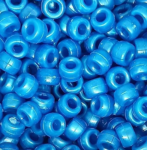 taffbeads 100 Stück 9 x 6 mm glänzende Perlglanz-Arylperlen für Schmuckherstellung und DIY-Handwerk (blau) von taffbeads