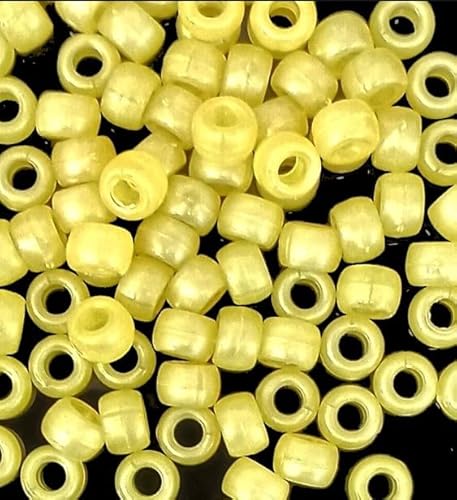taffbeads 100 Stück 9 x 6 mm glänzende Perlglanz-Arylperlen für Schmuckherstellung und DIY-Handwerk (gelb) von taffbeads