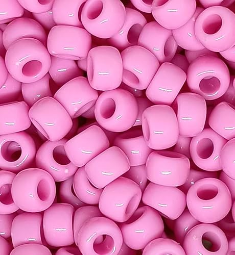 taffbeads 100 Stück 9 x 6 undurchsichtige Acryl-Pony-Perlen für Schmuckherstellung und DIY-Handwerk (Rosa) von taffbeads