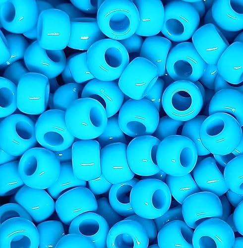 taffbeads 100 Stück 9 x 6 undurchsichtige Acryl-Pony-Perlen für Schmuckherstellung und DIY-Handwerk (blau) von taffbeads