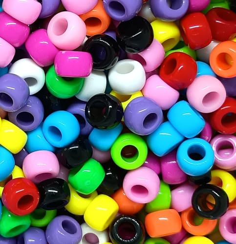 taffbeads 100 Stück 9 x 6 undurchsichtige Acryl-Pony-Perlen für Schmuckherstellung und DIY-Handwerk (mehrfarbig) von taffbeads