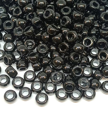 taffbeads 100 Stück 9 x 6 undurchsichtige Acryl-Pony-Perlen für Schmuckherstellung und DIY-Handwerk (schwarz) von taffbeads