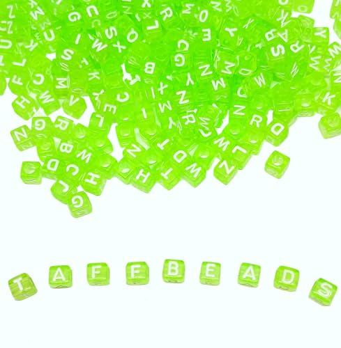 taffbeads 100 durchscheinende Acryl-Würfel-Alphabet-Buchstabenperlen für DIY Handwerk, Schmuckherstellung (grün) von taffbeads