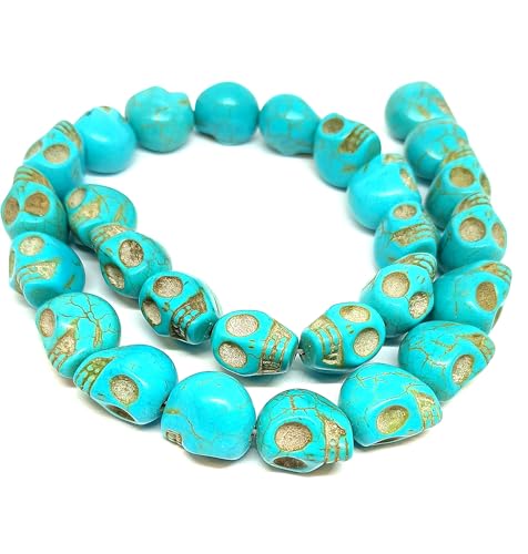 taffbeads 22 Stück große 18 mm synthetische Howlith Stein-Totenkopf-Perlen DIY Handwerk (Türkis) von taffbeads
