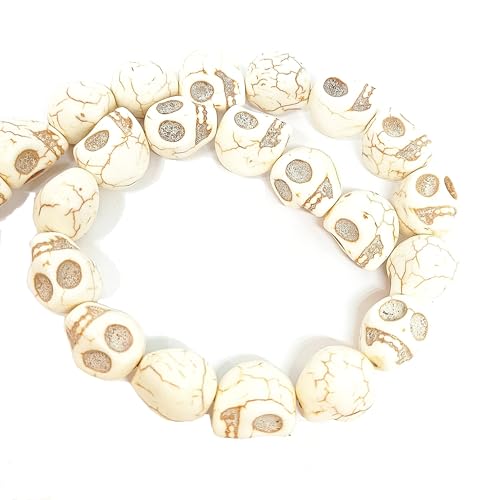 taffbeads 22 Stück große 18 mm synthetische Howlith Stein-Totenkopf-Perlen DIY Handwerk (weiß) von taffbeads