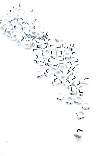 taffbeads 500 Stück 6 mm Würfel Weiß A-Z einzelne und gemischte Buchstaben, Acryl, Alphabet-Perlen für DIY Handwerk oder Schmuckherstellung (L) von taffbeads