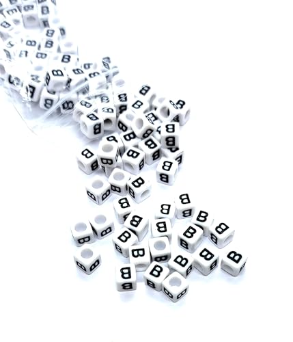 taffbeads 500 Stück 6 mm Würfel Weiß A-Z einzelne & gemischte Buchstaben Acryl Alphabet Perlen für DIY Handwerk oder Schmuckherstellung (B) von taffbeads