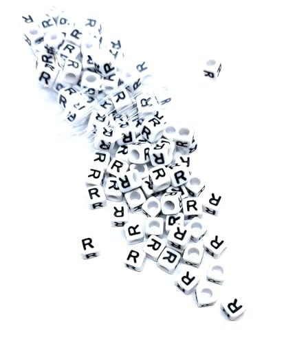 taffbeads 500 Stück 6 mm Würfel Weiß A-Z einzelne & gemischte Buchstaben Acryl Alphabet Perlen für DIY Handwerk oder Schmuckherstellung (R) von taffbeads