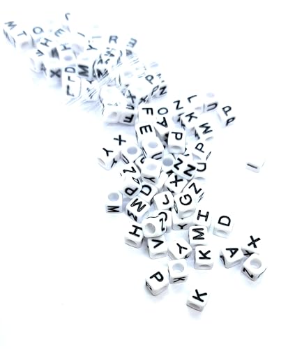 taffbeads 500 Stück 6 mm Würfel Weiß A-Z einzelne & gemischte Buchstaben Acryl Alphabet Perlen für DIY Handwerk oder Schmuckherstellung (gemischte Buchstaben) von taffbeads