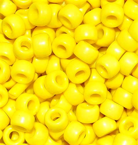 taffbeads 500 Stück 9 x 6 mm feine polierte undurchsichtige Acryl-Pony-Perlen für Schmuckherstellung und DIY-Handwerk (gelb) von taffbeads