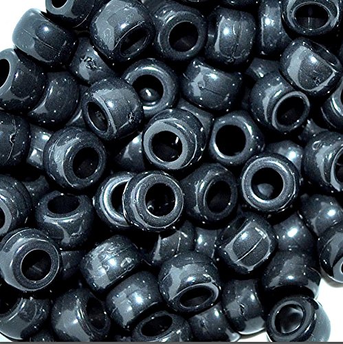 taffbeads 500 Stück 9 x 6 mm feine polierte undurchsichtige Acryl-Pony-Perlen für Schmuckherstellung und DIY-Handwerk (schwarz) von taffbeads