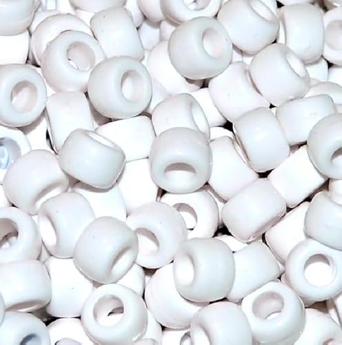 taffbeads 500 Stück 9 x 6 mm feine polierte undurchsichtige Acryl-Pony-Perlen für Schmuckherstellung und DIY-Handwerk (weiß) von taffbeads