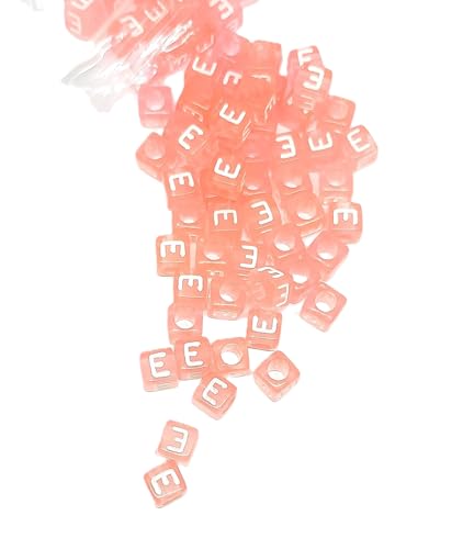 taffbeads 500 durchscheinende Acryl-Würfel-Alphabet-Buchstabenperlen für DIY Handwerk, Schmuckherstellung (Pink E) von taffbeads