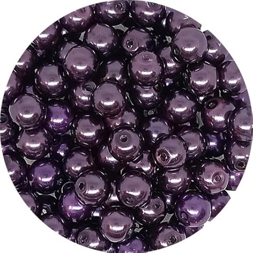 taffbeads 50pcs 8mm Pearlised Round Glass Faux Pearl Imitation Beads for Jewellery Making Necklace, Bracelet, Earings, DIY Craft, Decoration (Dark Purple) von taffbeads