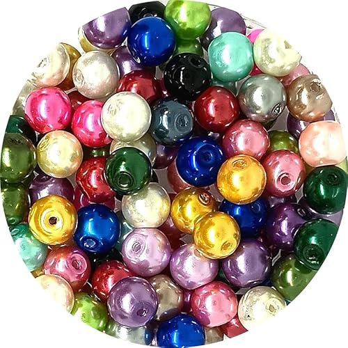 taffbeads 50pcs 8mm Pearlised Round Glass Faux Pearl Imitation Beads for Jewellery Making Necklace, Bracelet, Earings, DIY Craft, Decoration (Multicolor) von taffbeads