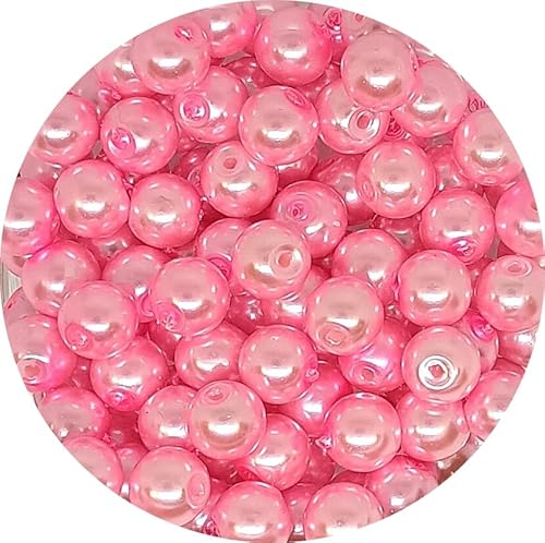 taffbeads 50pcs 8mm Pearlised Round Glass Faux Pearl Imitation Beads for Jewellery Making Necklace, Bracelet, Earings, DIY Craft, Decoration (Pink) von taffbeads
