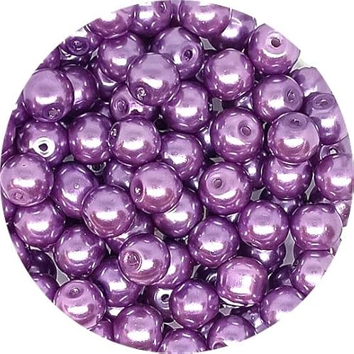 taffbeads 50pcs 8mm Pearlised Round Glass Faux Pearl Imitation Beads for Jewellery Making Necklace, Bracelet, Earings, DIY Craft, Decoration (Purple) von taffbeads