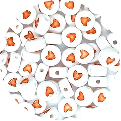 taffbeads 7 mm weiße Herz-Acrylperlen, flache runde Perlen, mehrfarbige Herzen, 100 Stück/500 Stück für Schmuckherstellung, Bastelbedarf & DIY-Projekte (rote Herzen, 100 Stück) von taffbeads