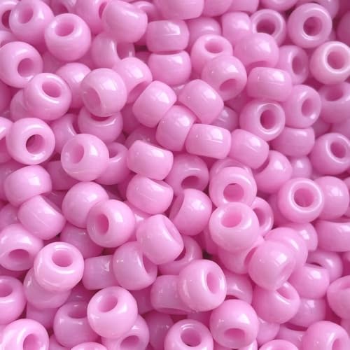 taffbeads Acryl-Ponyperlen, 9 x 6 mm, fein, poliert, blickdicht, für Schmuckherstellung und Bastelarbeiten, Rosa, 500 Stück von taffbeads