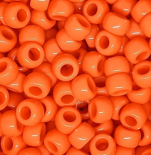 taffbeads Acryl-Ponyperlen, 9 x 6 mm, fein, poliert, undurchsichtig, für Schmuckherstellung und Bastelarbeiten, Orange, 500 Stück von taffbeads