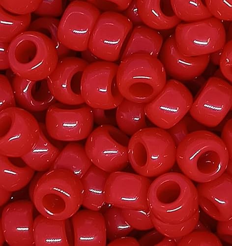 taffbeads Acryl-Ponyperlen, 9 x 6 mm, fein, poliert, undurchsichtig, für Schmuckherstellung und Bastelarbeiten, Rot, 500 Stück von taffbeads