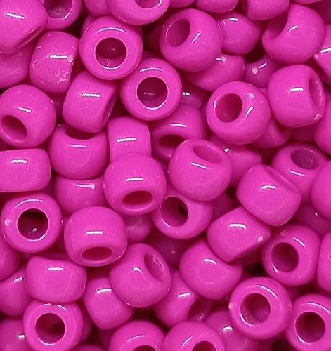 taffbeads Acryl-Ponyperlen, 9 x 6 mm, fein, poliert, undurchsichtig, für Schmuckherstellung und Bastelarbeiten (Dunkelrosa), 500 Stück von taffbeads