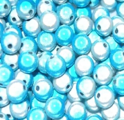 taffbeads Acrylperlen in Abschleppfarbe, 3D-Illusionswunder, Acrylperlen für Bastel- und Schmuckherstellung, 8 mm, 40 Stück (Blau - Weiß) von taffbeads