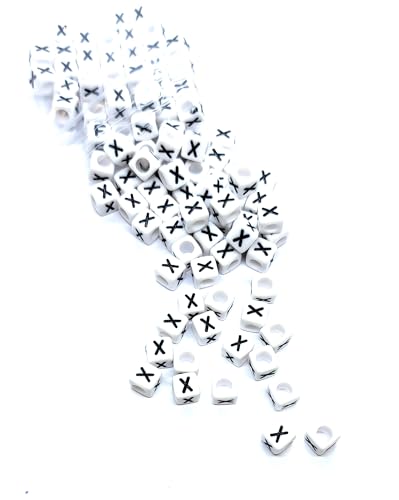 taffbeads Alphabet-Perlen aus Acryl, 6 mm, Würfel, A-Z, einzelne und gemischte Buchstaben, für Bastel- oder Schmuckherstellung, Weiß, 500 Stück von taffbeads
