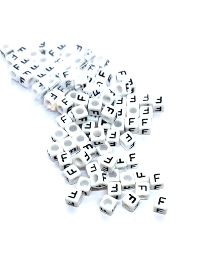 taffbeads Alphabet-Perlen aus Acryl, 6 mm, Würfel, A-Z, einzelne und gemischte Buchstaben, für Bastelarbeiten, Schmuckherstellung, 500 Stück (F) von taffbeads