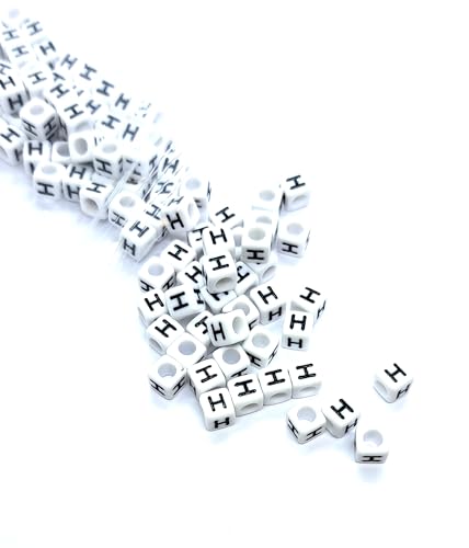 taffbeads Alphabet-Perlen aus Acryl, 6 mm, Würfel, A-Z, einzelne und gemischte Buchstaben, für Bastelarbeiten, Schmuckherstellung, 500 Stück (H) von taffbeads