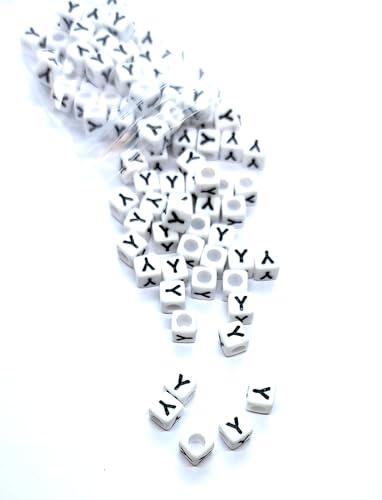 taffbeads Alphabet-Perlen aus Acryl, 6 mm, Würfel, A-Z, einzelne und gemischte Buchstaben, für Bastelarbeiten, Schmuckherstellung, 500 Stück (Y) von taffbeads