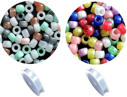 taffbeads Eine Box mit 1000 Stück 9 x 6 mm Acryl-Pony-Perlen und 2 elastischen Kristallschnurrollen für Schmuckherstellung und Bastelarbeiten taffbeads Eine Box mit 1000 Stück 9 x 6 mm Acryl-Pony-Perlen und 2 elastischen Kristallschnurrollen für Schmuckherstellung und Bastelarbeiten von taffbeads