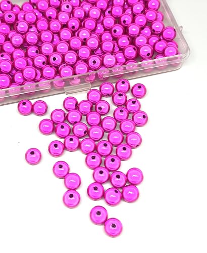 taffbeads Eine Box mit 8 mm/240 Stück runden 3D-Illusions-Acryl-Wunderperlen für DIY Handwerk Schmuckherstellung (Dunkelrosa) von taffbeads