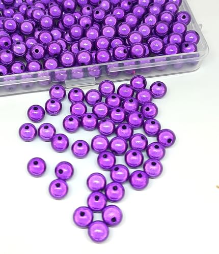 taffbeads Eine Box mit 8 mm/240 Stück runden 3D-Illusions-Acryl-Wunderperlen für DIY Handwerk Schmuckherstellung (Dunkelviolett) von taffbeads