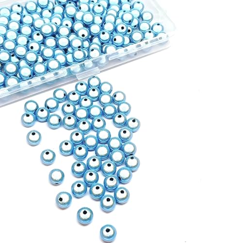 taffbeads Eine Box mit 8 mm/240 Stück runden 3D-Illusions-Acryl-Wunderperlen für DIY Handwerk Schmuckherstellung (Graublau) von taffbeads