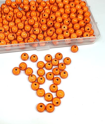 taffbeads Eine Box mit 8 mm/240 Stück runden 3D-Illusions-Acryl-Wunderperlen für DIY Handwerk Schmuckherstellung (Orange) von taffbeads