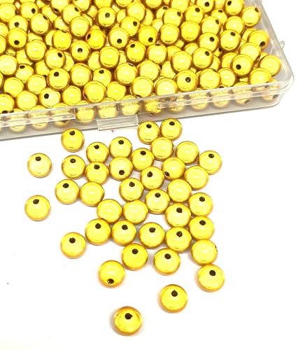 taffbeads Eine Box mit 8 mm/240 Stück runden 3D-Illusions-Acryl-Wunderperlen für DIY Handwerk Schmuckherstellung (gelb) von taffbeads