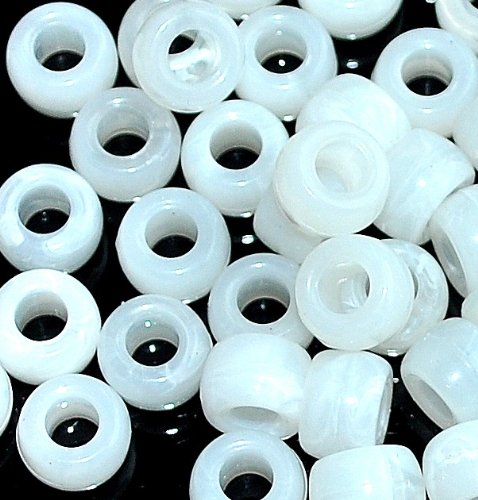 taffbeads Gut polierte Acryl-Pony-Perlen für Schmuckherstellung und Bastelarbeiten, 9 x 6 mm, 500 Stück, Weiß von taffbeads