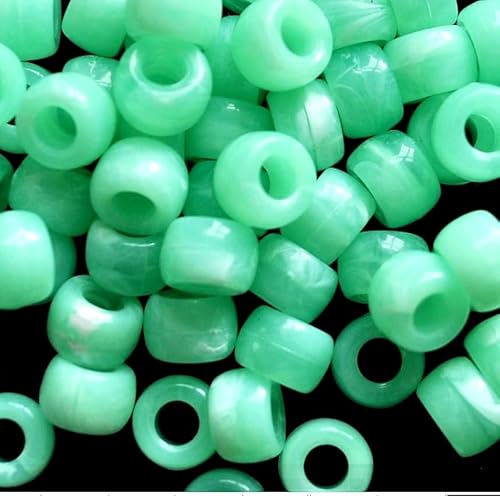 taffbeads Gut polierte Acryl-Pony-Perlen für Schmuckherstellung und DIY-Handwerk (500 Stück, grün) von taffbeads